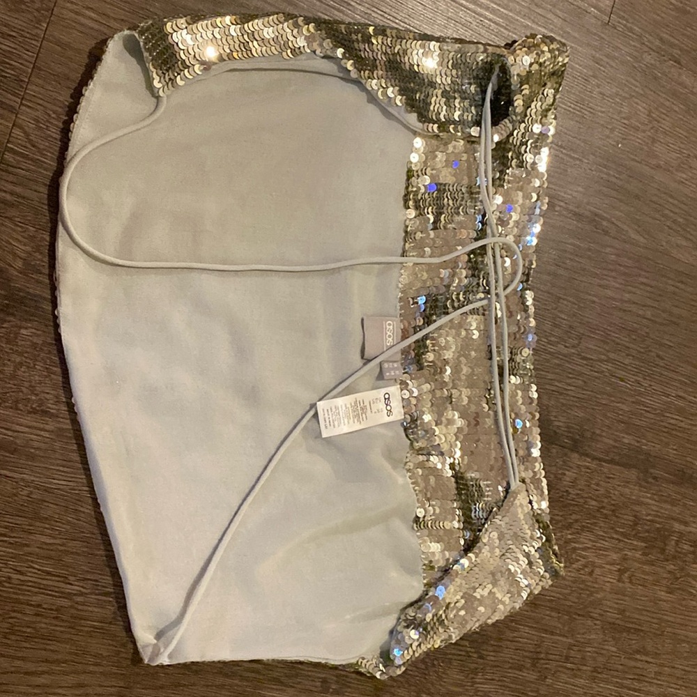 ASOS ✨glittery silver sequin bandana top - Picture 2 of 3